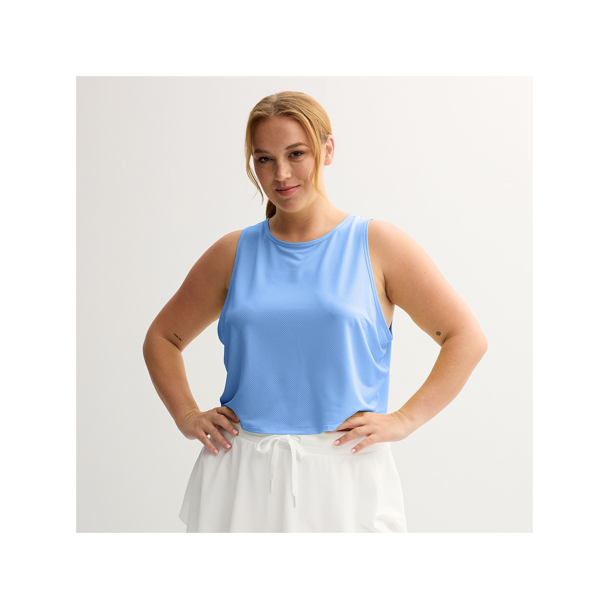 Juniors Plus Size SO® Relaxed Mesh Tank Top, Girls, Size: 1XL, Bea Blue