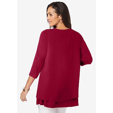 Jessica London Women's Plus Size Double Layer Tunic