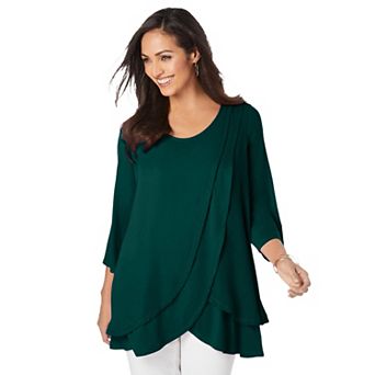 Jessica London Women's Plus Size Double Layer Tunic