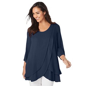 Jessica London Women's Plus Size Double Layer Tunic