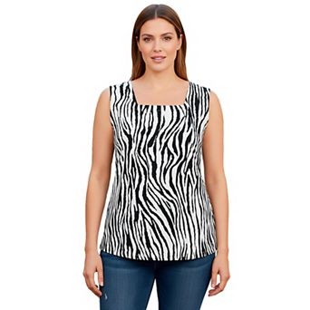 Jessica London Women's Plus Size Stretch Cotton Square Neck Tank