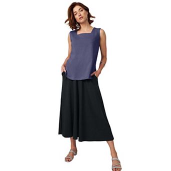 Jessica London Women's Plus Size Stretch Cotton Square Neck Tank