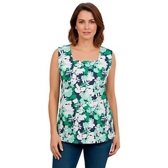 Jessica London Women's Plus Size Stretch Cotton Square Neck Tank