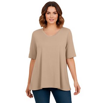 Jessica London Women's Plus Size Stretch Knit V-Neck Swing Tunic