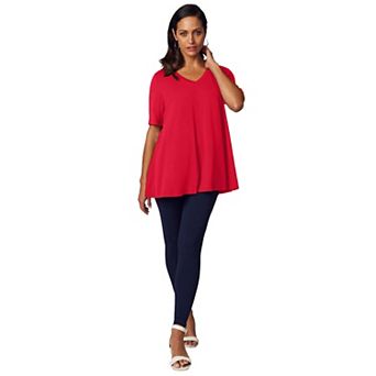 Jessica London Women's Plus Size Stretch Knit V-Neck Swing Tunic