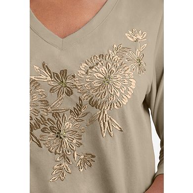 Jessica London Women's Plus Size Stretch Cotton Embroidered Tee