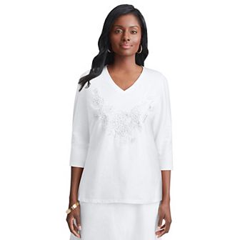 Jessica London Women's Plus Size Stretch Cotton Embroidered Tee