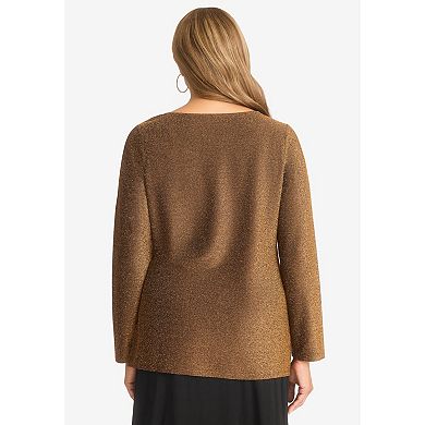 Jessica London Women's Plus Size Shimmery Side-Gathered Tunic