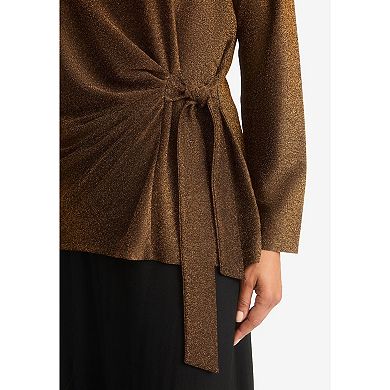 Jessica London Women's Plus Size Shimmery Side-Gathered Tunic