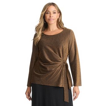 Jessica London Women's Plus Size Shimmery Side-Gathered Tunic