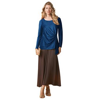 Jessica London Women's Plus Size Shimmery Side-Gathered Tunic