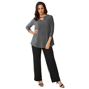 Jessica London Women's Plus Size Keyhole Shimmer Tunic