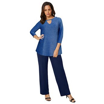 Jessica London Women's Plus Size Keyhole Shimmer Tunic