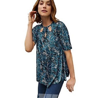 Jessica London Women's Plus Size Stretch Knit Cutout Swing Tunic