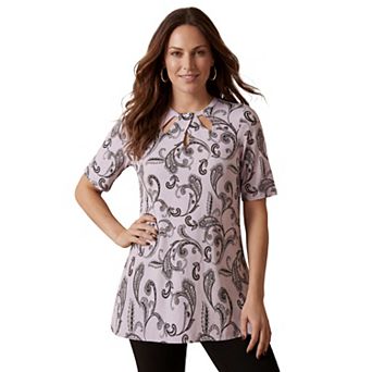 Jessica London Women's Plus Size Stretch Knit Cutout Swing Tunic