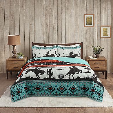 Marcielo 3 Piece South Western Quilt Bedspread Set Cowboy