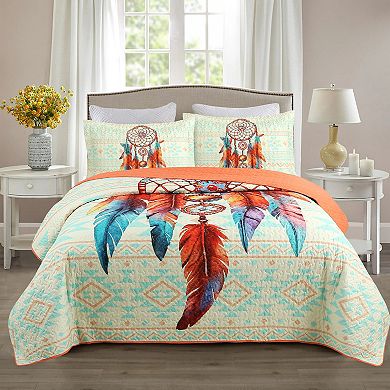 Marcielo 3 Piece Dream Catcher Quilt Bedspread Set