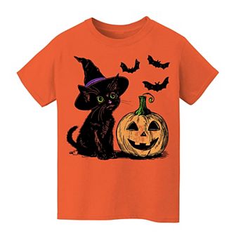 Kids 8-20 Halloween Kitty Halloween Graphic Tee