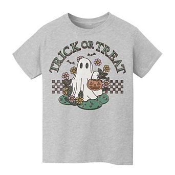 Kids 8-20 Trick or Treat Ghost Halloween Graphic Tee