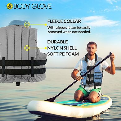 Body Glove Angler Fishing Vest, Lightweight Nylon Fishing Life Jacket with 5 Pockets