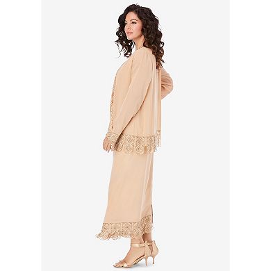 Roaman's Women's Plus Size Beaded Skirt Set
