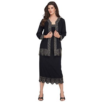 Roaman's Women's Plus Size Beaded Skirt Set