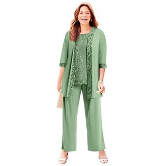 Catherines Women's Plus Size 3 pc Lace Gala Pant Suit