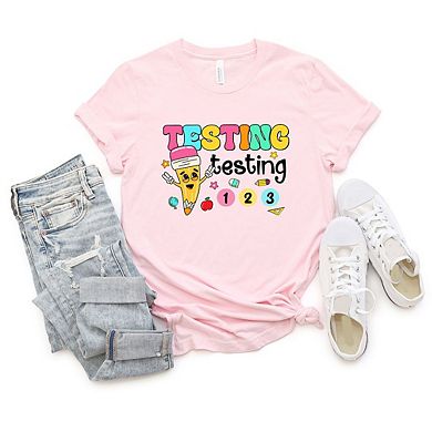 Testing 1 2 3 Pencil Short Sleeve Graphic Tee