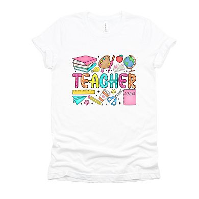 Simply Sage Market Teacher Bright Collage Short Sleeve Tee