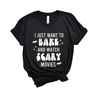 Bake And Watch Scary Movies Short Sleeve Graphic Tee