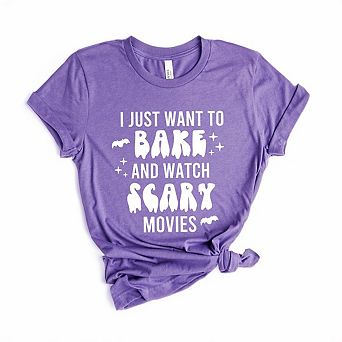 Bake And Watch Scary Movies Short Sleeve Graphic Tee