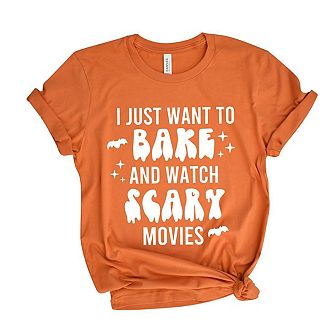 Bake And Watch Scary Movies Short Sleeve Graphic Tee