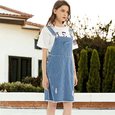 Women's Oversized Overall Pinafore Denim Dress