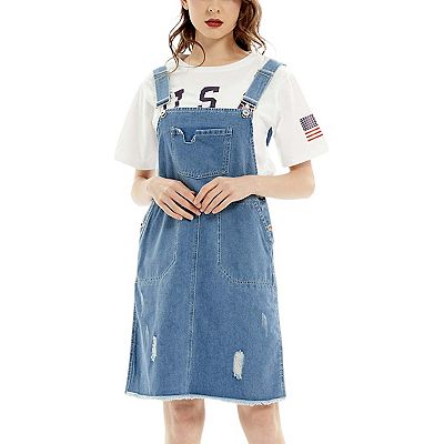 Women s Oversized Overall Pinafore Denim Dress