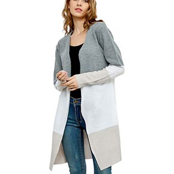 Women's Long Sleeve Open Front Casual Knit Sweaters Coat Soft Outwear Striped Draped Kimono Cardigan