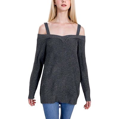 Women's Long Sleeve Cold Shoulder Knit Pullover Sweater