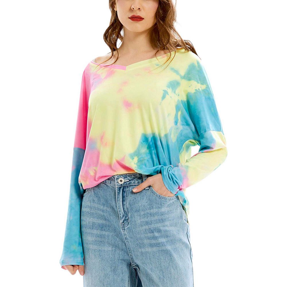 Casual V-neck Tie-dye Top main image 0