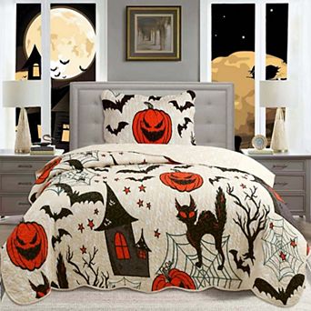 Marcielo 3 pc Halloween Themed Quilt Bedspread Set