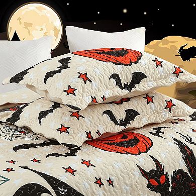 Marcielo 3 Pcs Halloween Themed Quilt Bedspread Set