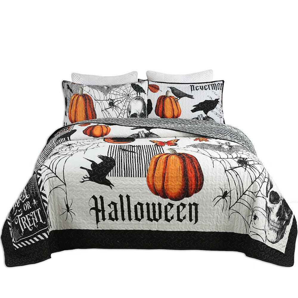 Marcielo 3 Pcs Halloween Themed Quilt Bedspread Set - KING