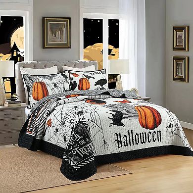 Marcielo 3 Pcs Halloween Themed Quilt Bedspread Set
