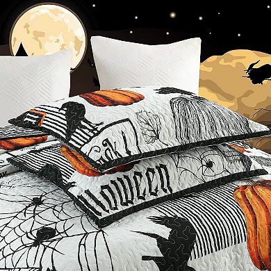 Marcielo 3 Pcs Halloween Themed Quilt Bedspread Set