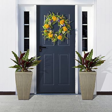 Glitzhome Set Of 2 Outdoor Tall Planter Pot