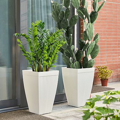 Glitzhome Set Of 2 Outdoor Tall Planter Pot