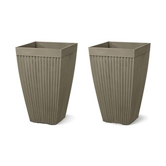 Glitzhome Set Of 2 Outdoor Tall Planter Pot