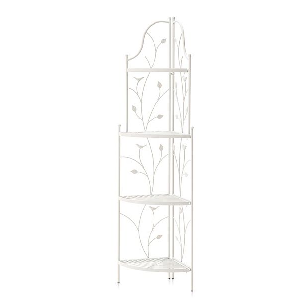 Glitzhome 52"H 4-Tiered White Metal Corner Shelf Plant Stand or Storage Rack