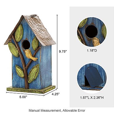 Glitzhome 9.7" H Hanging Bird House , Wooden Birdhouse For Outdoor Patio Garden