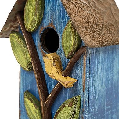 Glitzhome 9.7" H Hanging Bird House , Wooden Birdhouse For Outdoor Patio Garden