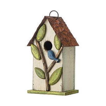 Glitzhome 9.7" H Hanging Bird House , Wooden Birdhouse For Outdoor Patio Garden