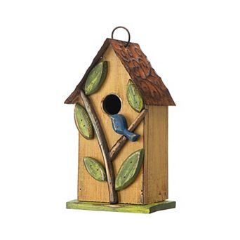Glitzhome 9.7" H Hanging Bird House , Wooden Birdhouse For Outdoor Patio Garden